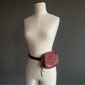 Rebecca Minkoff Leather Belt Bag Quilted Burgundy Waist Fanny Pack